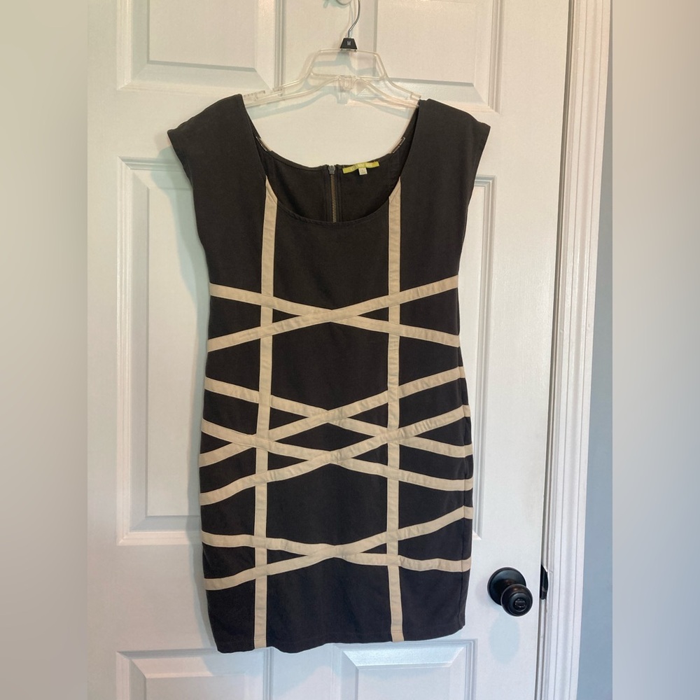 Gianni Bini Gray and Cream Dress